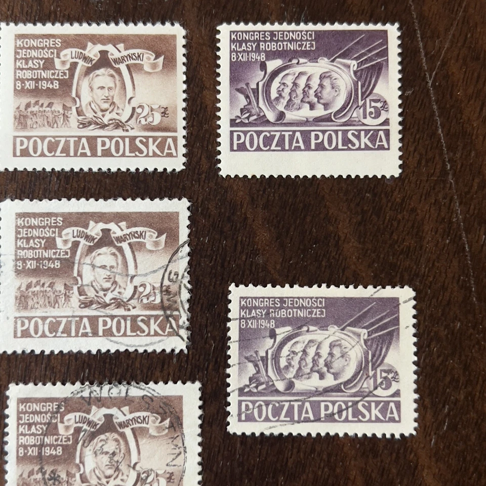 SELLOS DE POLONIA 1948 #445-447 LOTE 10 SELLOS USADOS COMO NUEVOS CLASE TRABAJADORA UNIDAD CONGRESO Foto 3 de 4