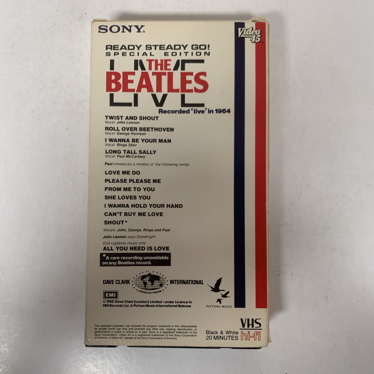 The Beatles Live - VHS - Sony - Video 45 - 1985 - EMI | eBay