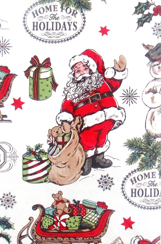 Tovaglia Babbo Natale Buon Natale Collage Vinile Flanella Schienale Var Size di Elrene - Foto 5 di 6