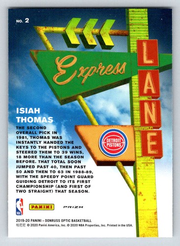 2019-20 Donruss Optic Express Lane Holo #2 Isiah Thomas (ref 193256) - Picture 2 of 2