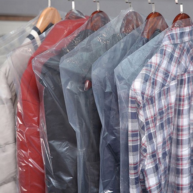 10/50pc Clear Polythene Garment Suit Cover Plastic Dry Cleaner Clothes