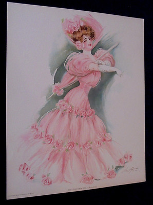Maud Stumm, Lady, Parasol, Pink Hat, Sample 12.75''x10'' Print VTG FREE SHIP