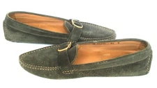 Ferragamo Gray-Blue Suede Driving Loafers with Logo Buckle 8.5M $750