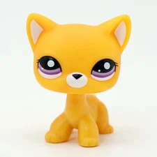 Mini Pet Shop LPS Orange Shorthair Cat Purple Eyes Who Love LPS Kids Gift Rare