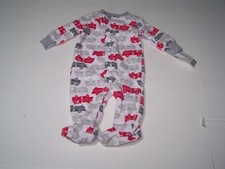 NWT Carter's Boy Pajamas Size 3M One Piece Fleece Footed Long Sleeve Fire Trucks