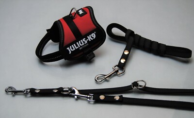SET Julius-K9 Powergeschirr Gr.Baby2 ROT + Leine gummiert, Welpe Chihuahua Pudel
