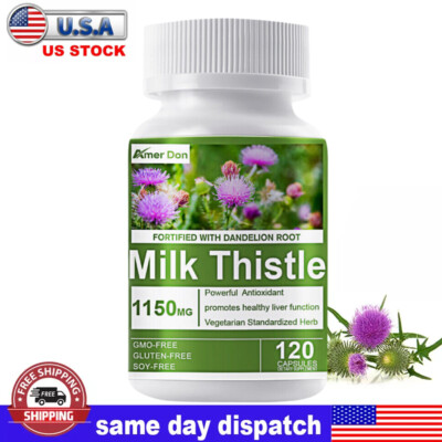 Organic Milk Thistle 1150 mg Strength 120 Veggie Caps 80% Silymarin 30:1