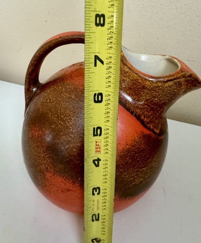 1930s Red Wing Pottery Rumrill Tilt Ball Pitcher 547 Ice Lip Round 7.5” Vintage - Picture 9 of 13