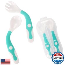 Baby Utensils Spoon Fork Set with Travel Safe Case Toddler Babies Children Fe