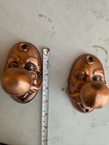Set 2 Of Antique Brass Door Knob, Old Grandpa With Glasses, Very Unique - Picture 12 of 19