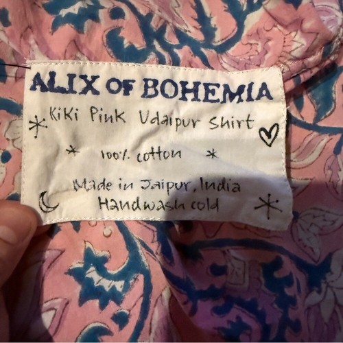Alix of Bohemia Kiki Jaipur Bluse Knopfleiste Langarm Oberteil in Rosa Blau - Bild 8 von 10