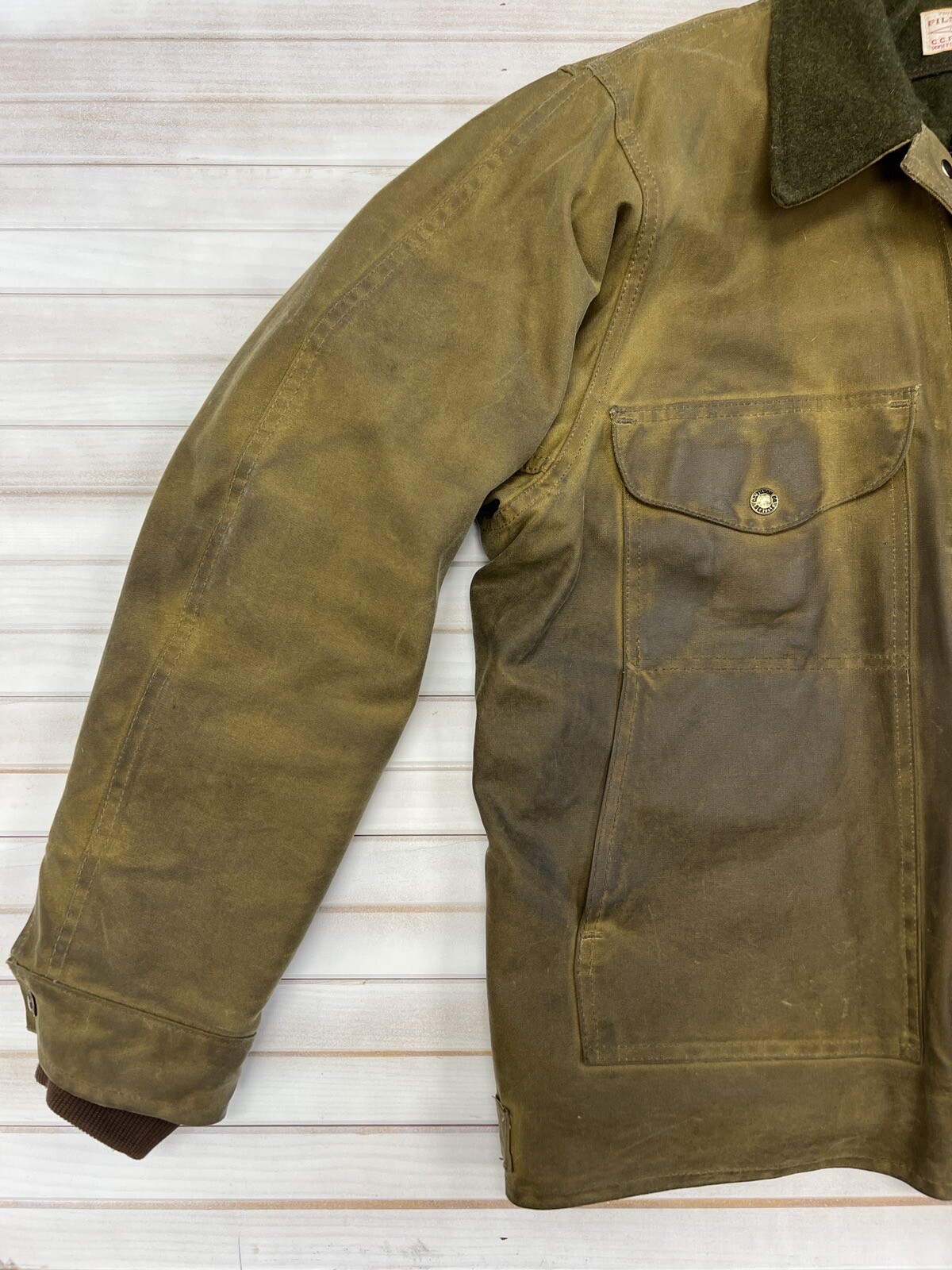 FILSON Tin Cloth Jacket Made in USA Dark Tan Discontinued MED w