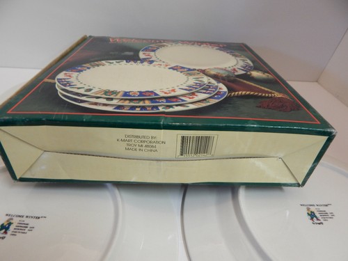 Set 4 piatti vintage Welcome Winter Natale in gres 11" Kmart - Foto 8 di 9