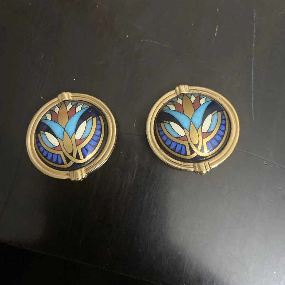 Michaela Frey Wien Fire Enamel Jewlery Set Bracelet Earrings Pin - Image 4 of 4