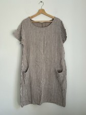 Striped Muslin Cotton Dress Pockets Made in Italy One Size L Lightweight Beach