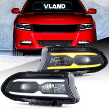 VLAND For Dodge Charger 2015-2023 LED Headlights W/Sequential white/yellow DRL