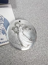 Wendell August Vintage 1990 Angel Playing Harp Aluminum Christmas Ornament W/box