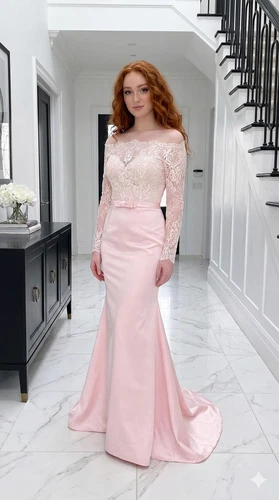 Lace and Satin Off-Shoulder Mermaid Gown