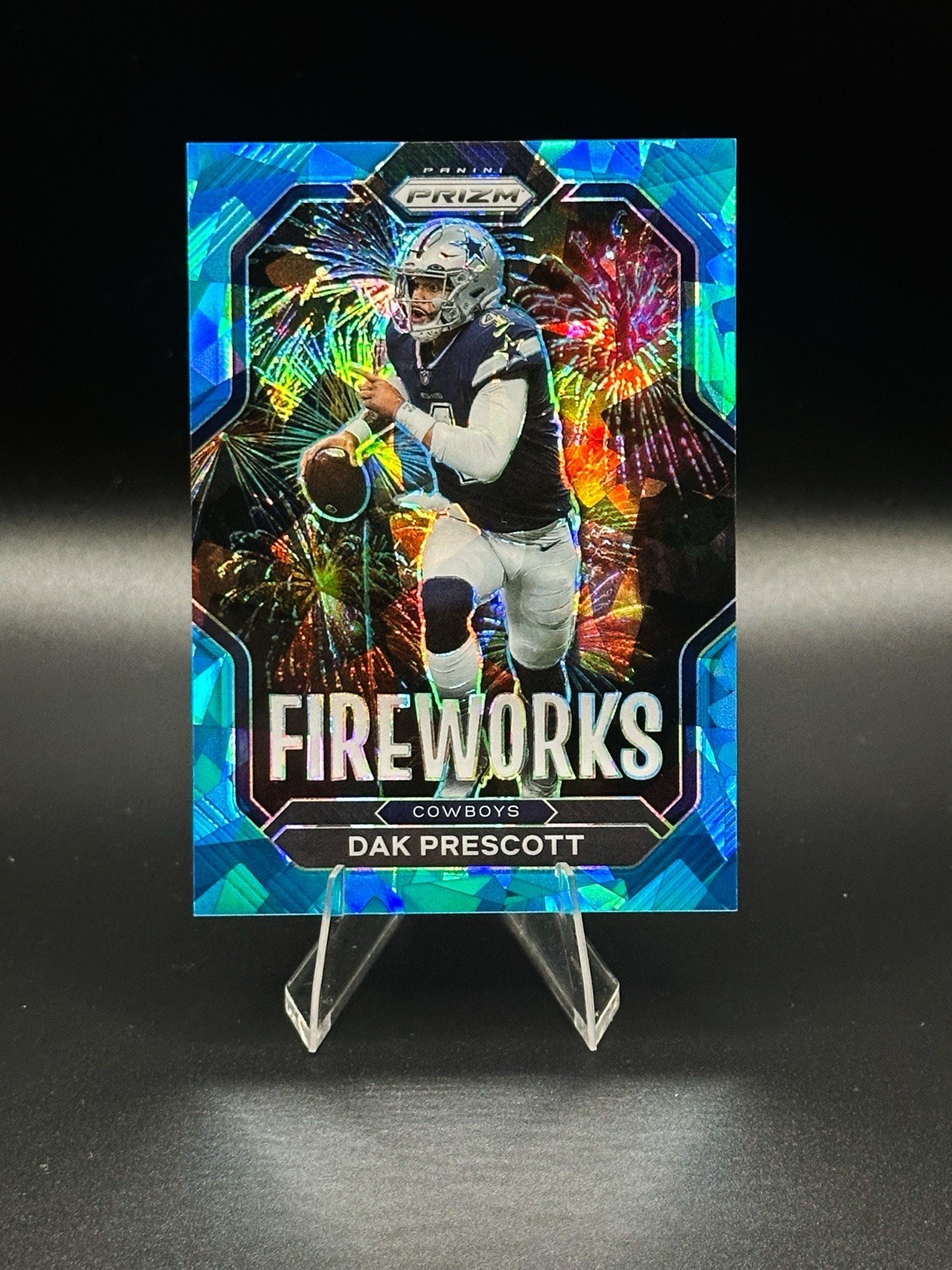 2022 Panini Prizm - Fireworks Dak Prescott #F-9 Blue Ice Prizm /99