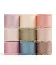 Satin Silk-Like Ribbon Set   1" Wide, 9 Rolls, 45 Yards Total   Handmade Frin...