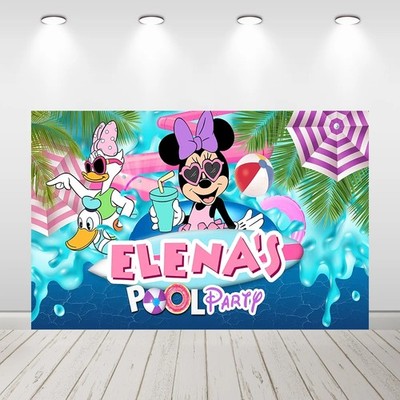 Summer minnie mouse pool party Backdrop Girls Swimming Party Decorations Banner