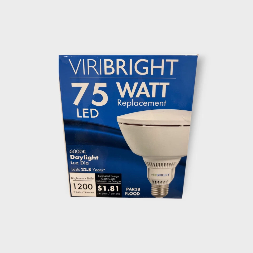 Viribright LOT OF 7 - 750077 75W Equal Light Bulbs 15W PAR38 LED 6000k Dimmable - Image 2 of 4
