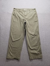A New Day Women Chino Pants 12 Olive Green Straight Leg Slash Pockets Comfort