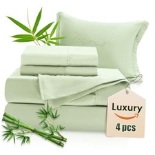 Luxury Sheets 100 Viscose Derived from Bamboo, 4pcs Cooling Full Mint Green