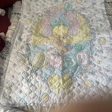 VTG Precious Moments Our Baby Lightweight Double Sided Ruffle Quilt Blanket