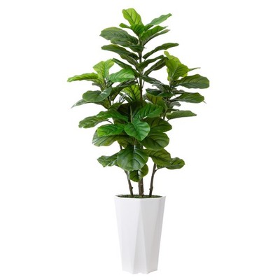 Artificial Fiddle Leaf Fig Plant Indoor 5FT Faux Fig Tree with White Diamond ...