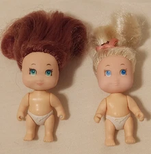 Vintage Tyco Quints Baby Dolls Set Of 2 - Blonde & Brunette w/ Blue Eyes