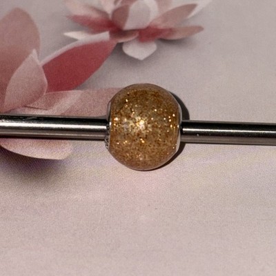 Original Pandora Sterling Silber Charm Rosegold Gold Glitzer Kugel Retired