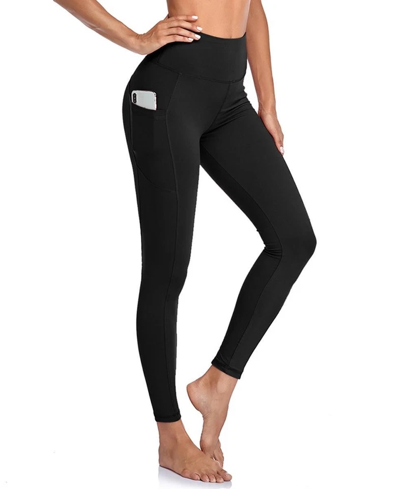 Women's High Waist Yoga Pants Gym Leggings with Pocket Fitness Sports Running - Image 4 of 4