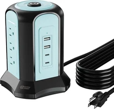 Power Strip Tower Surge Protector SUPERDANNY Desktop Charging Station 10ft Cord