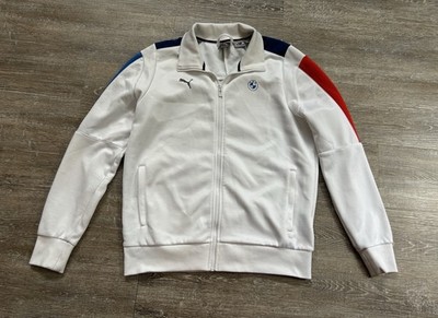 Puma x BMW M Motorsport T7 Track Jacket Mens Medium White Full Zip Racing Logo