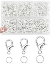 900PCS Lobster Claw Clasps and Jump Rings Set Silver Jewelry Clasps for Neck...