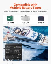 Marine Battery Charger, 3-Bank, 10A 12V Onboard Boat Charger, IP68 Waterproof Sm