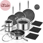 14 Piece Hybrid Stainless Steel Cookware Set Nonstick Pots and Pans