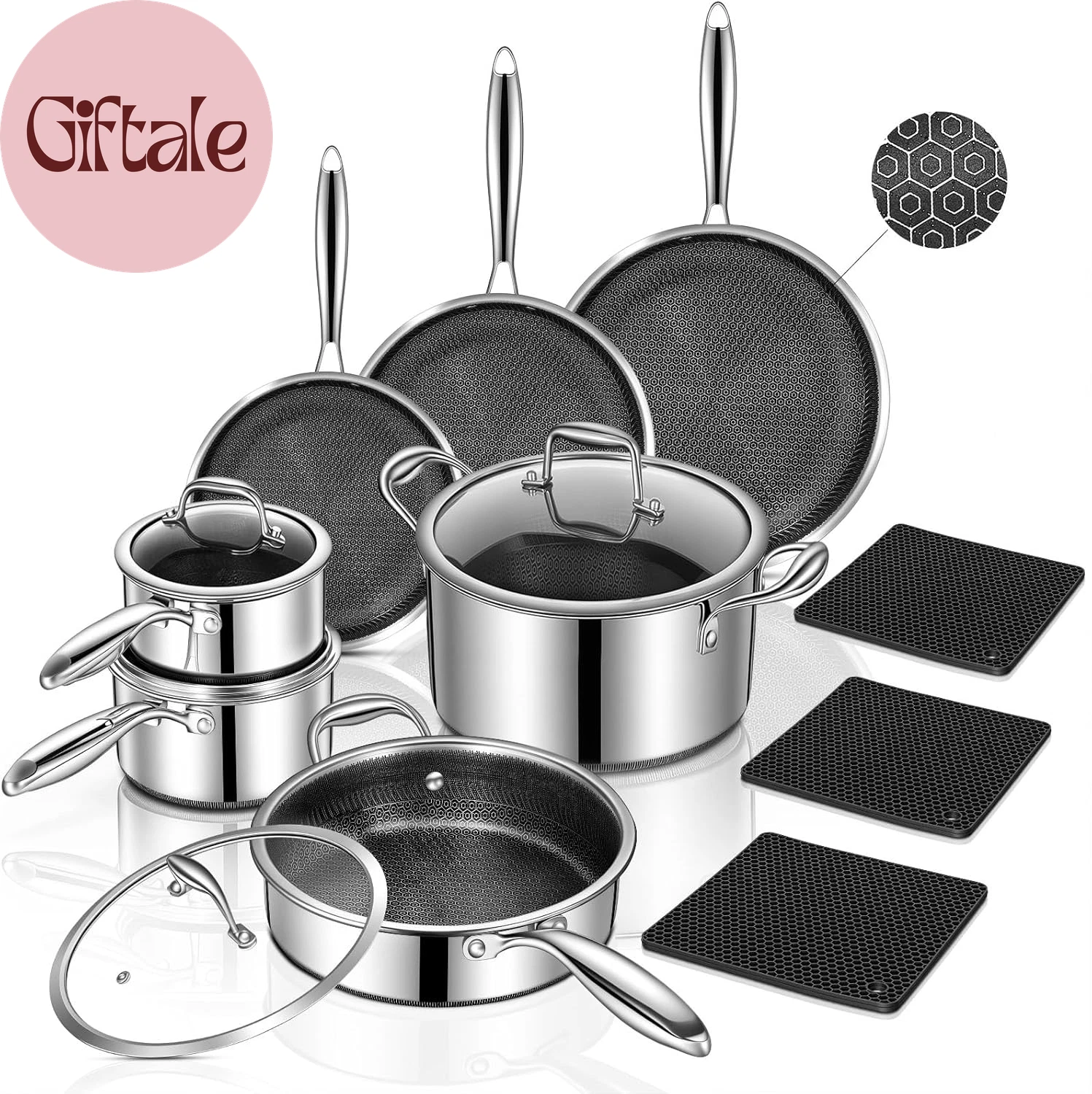 14 Piece Hybrid Stainless Steel Cookware Set Nonstick Pots and Pans
Opens in a new window or tab