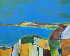 Original Painting on Canvas. Hand-Painted Abstract Landscape Art 14 X 11