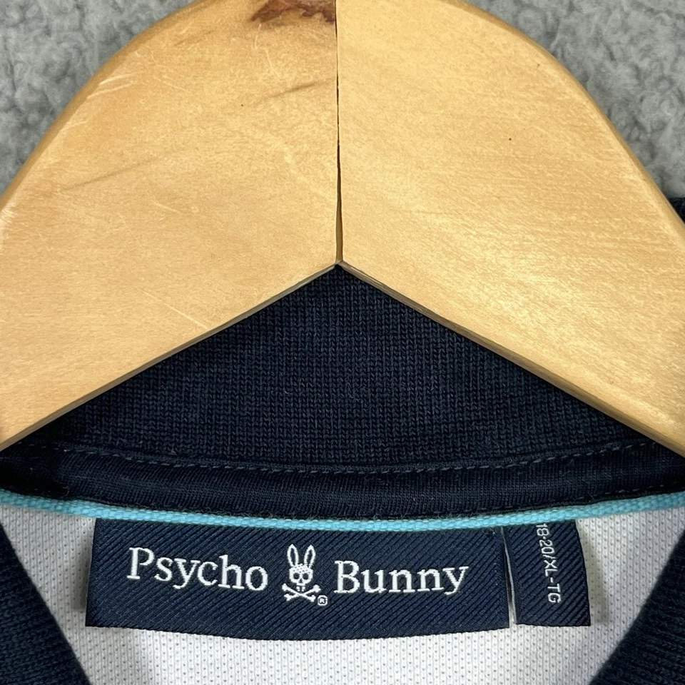 Psycho Bunny Pima Cotton Short Sleeve White Polo Shirt Boys Size 18-20 XL - Image 4 of 4