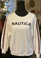 Nautica Womens Crewneck Sweatshirt In White the Brand Logo On The Chest Size M