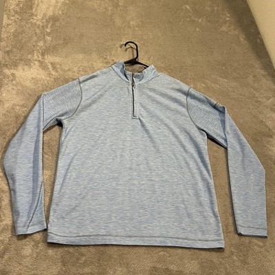 Johnnie-O Sweater Mens Medium Blue Maliblu Jameson Quarter Zip Pullover