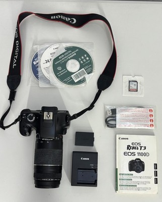 Canon EOS Rebel T3 12.2 MP DSLR Camera W/Telephoto Zoom Lens & Battery Black