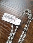 19" Vintage Givenchy Silver Tone CZ Prong Set Station Double Link Necklace — photo 5