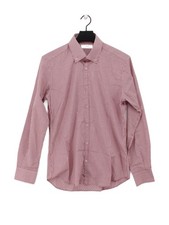 Poggianti Men's Shirt Chest: 39 in Red Checkered 100 Cotton Basic