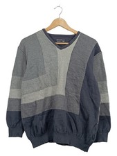 Maselli Herren Strickpullover V-Ausschnitt Grau Größe 58 Wolle Klassisch