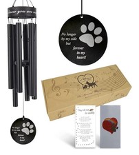 Pet Memorial Wind Chime 30 Paw Print Dog Cat Sympathy Gift Outdoor Decor