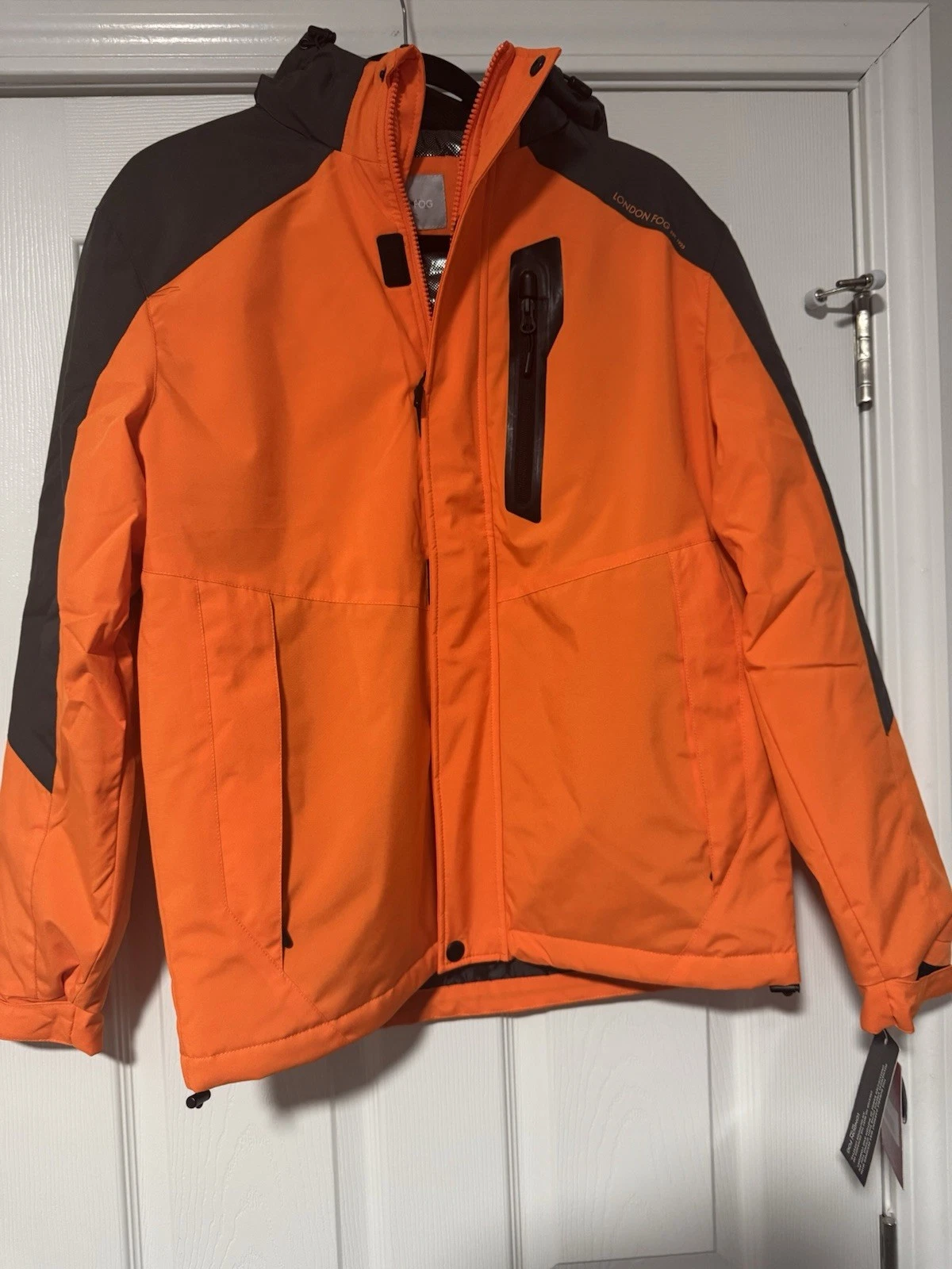 London Fog Men's Alpine Flex Stretch Jacket Neon Orange Small Gorpcore High Vis