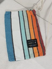 Woven Striped Hurley Surf & Enjoy Cinch Top Drawstring Bag Sack Beach 14" X 10"